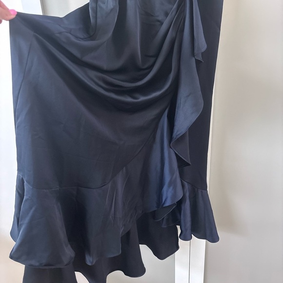 BloomChic Blue Asymmetrical Ruffled Cocktail Gown - Picture 3 of 11